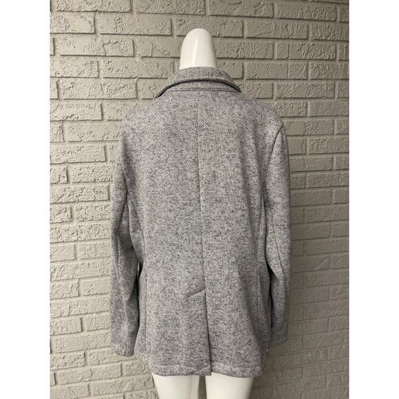 Lands End Women Gray One Button Chevron Pattern Jacket Size L - Picture 2 of 8